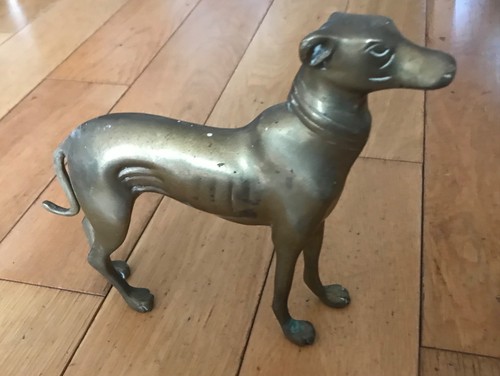 Vintage solid brass large dog - solid,