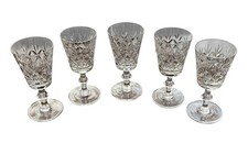 SET OF 5 CUT LEAD CRYSTAL WINE