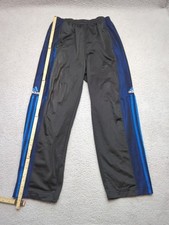 Adidas Popper Joggers Mens Medium Black Blue Y2K Vintage Mesh Tracksuit Bottoms