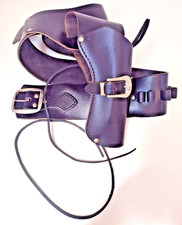 Cowboy Western Style Black Leather Right Hand Gun Revolver Holster Belt