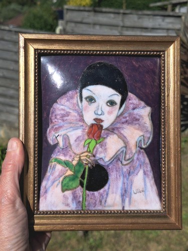 Vintage enamel plaque pierrot - plaque,