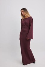 NA-KD Women's Solid Maxi Dress Burgundy Wine XS NWT