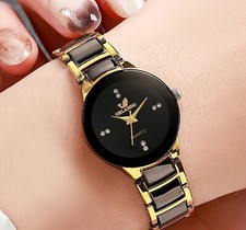 Ladies girls  Rhinestone embellished  Orlando Quartz watch . Black and gold..