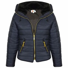 Girls Jacket Kids Padded Navy