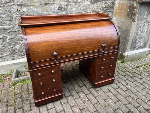 Victorian cylinder top desk - cylinder,