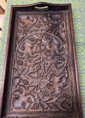 Antique carved serving tray - serving,