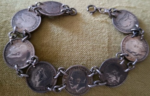 Vtg english pence bracelet - vtg,
