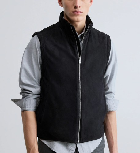 Black suede leather vest for - leather,