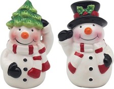 CHRISTMAS SNOWMAN NOVELTY SALT AND PEPPER POTS CRUET SET SHAKERS IN GIFT BOX 