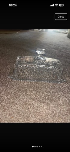 Glass butter dish bran new - butter,