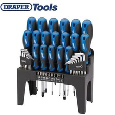 DRAPER SCREWDRIVER SET 44PC SOFT GRIP 1/4" BIT HEX ALLEN TORX KEY BLUE 81294