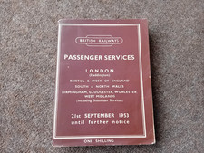 BRITISH RAILWAYS WESTERN PASSENGER SERVICES TIMETABLE SEPT 1953 LONDON BRISTOL