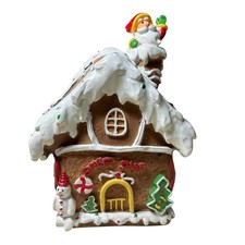 Christmas Sweet Shop Candy Pot Gingerbread House Plastic Lidded Santa Claus