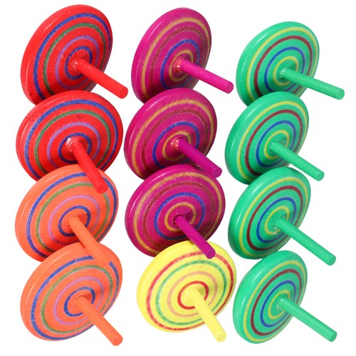 12pcs wooden spinning tops toy - wooden,