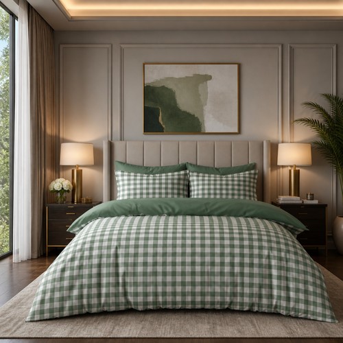 Gingham check duvet cover sets - check,