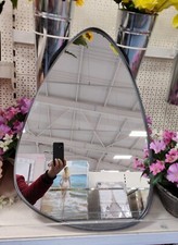 49 x 73.5 Cm Pebble Wall Mirror Black Metal Frame Asymmetrical Wall Mounted Vani