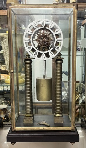 Skeleton clock with case and - case,