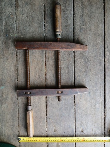 Antique large wooden screw arm - antique,