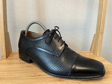 Barker London Andover Black Woven Leather Brogue Classic Smart Shoes Size 7.5 G