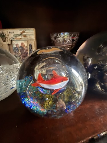 Clear glass fish paperweight - glass,