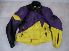 Teknic Motorsport Jacket Size 48 58 Purple Yellow Leather Armoured Motorcycle