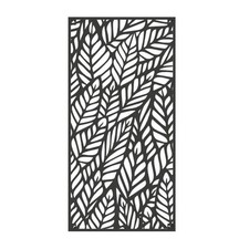 Metal Garden Screen Leaves Design Black 60x120cm Fence Wall Decor Panel