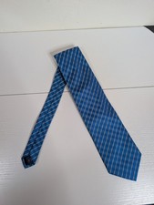 Lloyd Attree & Smith Tie Mens 100%Silk Blue Check Plaid Striped Handmade Necktie