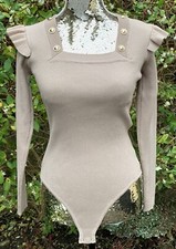 WOMENS MAY BY SHINING STAR RIBBED BEIGE JUMPER BODY ONE SIZE BNWOT