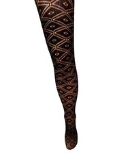 Ladies Black Diamond Pattern Tights One Size