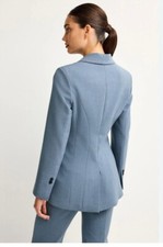 NEXT Blue Sculpt Cinch Waist Single Breasted Blazer Size 10 Tall