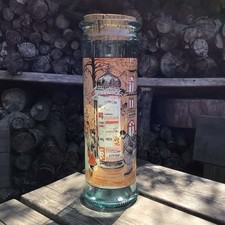Vintage Tall Glass Victorian Street Scene Spaghetti Pasta Storage Jar Cork Lid