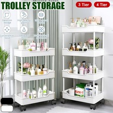 Kitchen Storage Trolley Slim Cart Rack Tray Shelf Rolling Wheel Holder -3/4 Tier