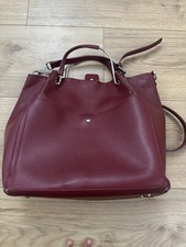 Zara large tote bag Maroon, Burgundy, Dark Red Bag Metal Handle Leather Strap