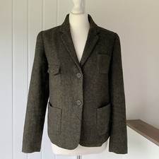 NICE THINGS 60% Wool Blend Classic Dark Green Cotton Lined Tweed Jacket 34”Chest