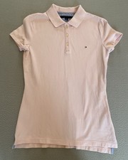 TOMMY HILFIGER POLO SZ 8 PINK TSHIRT WOMENS BUTTON UP TOP COLLAR LOGO TEE