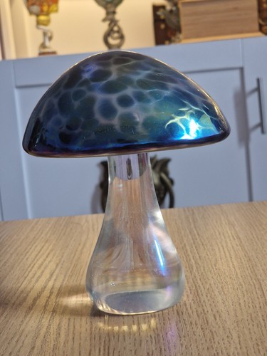Art glass iridescent mushroom - art,