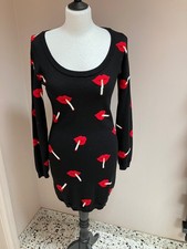 Moschino Couture Black Red & White Wool Lip Cigarette Sweater Dress UK10