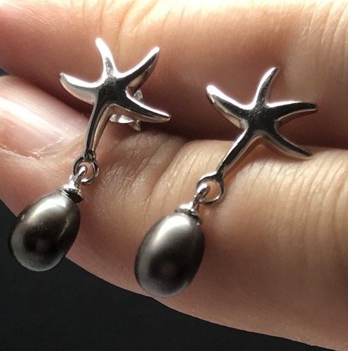 Black freshwater pearl drop