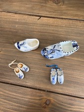 Delft Vintage Blue Ceramic Clog Shoes Collection Holland