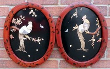 Pair antique shibayama panels