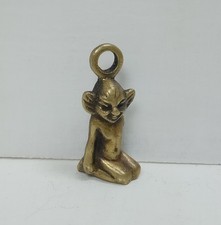 Vintage Brass Kneeling Elf Imp Pixie Charm Pendant Keyring Jewelry 3cm High