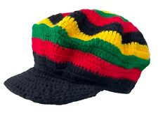 Rasta Rastafarian Peak Tam Pull On Beret Beanie Hat Cap
