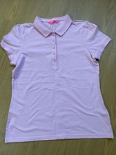 Marks & Spencer Baby Pink Short Sleeve 100% Cotton Pique Polo Shirt UK 12