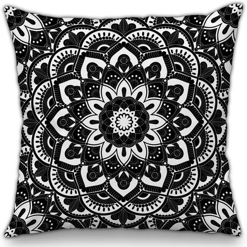 Black and white indian cushion - white,