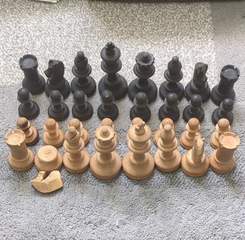 Vintage wooden chess pieces - vintage,