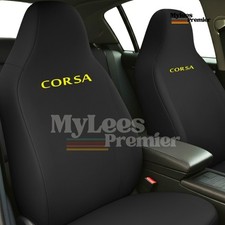 Vauxhall Corsa (1+1) Heavy Duty Waterproof Front Black Seat Covers - Yellow Logo