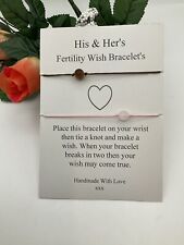 Fertility His & Hers Wish Bracelets/BROWN/PINK CORD/Tiger & Rose quartz beads