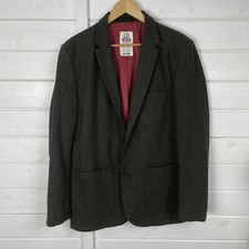 RHINO Rugby Jacket Mens Size XL Green Wool Blend Tweed Blazer Country 