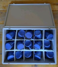 30 x Falcon Enamelware mugs in Ringoplast Caterbox with dividers / lid