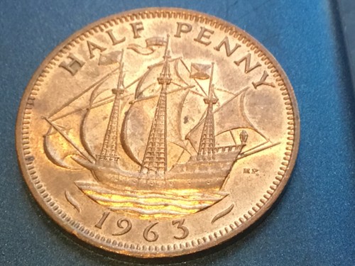 1963 british half penny - british, half-penny